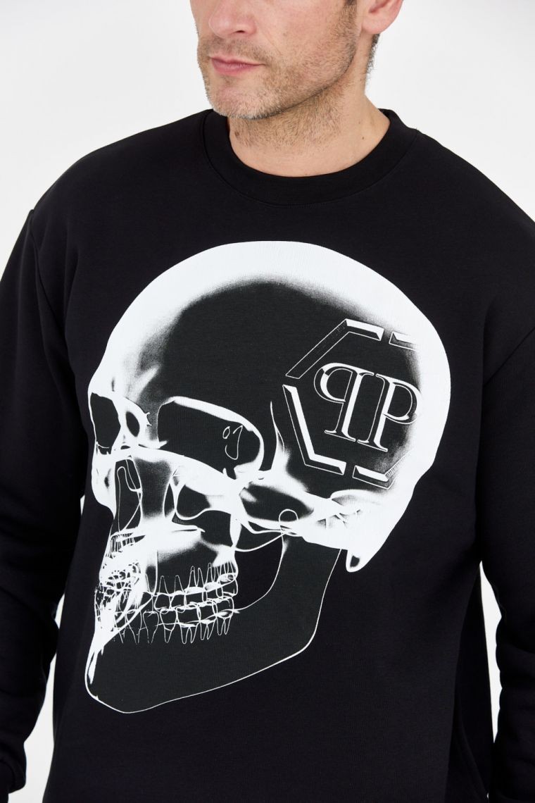 PHILIPP PLEIN Black men's x-ray skull sweatshirt