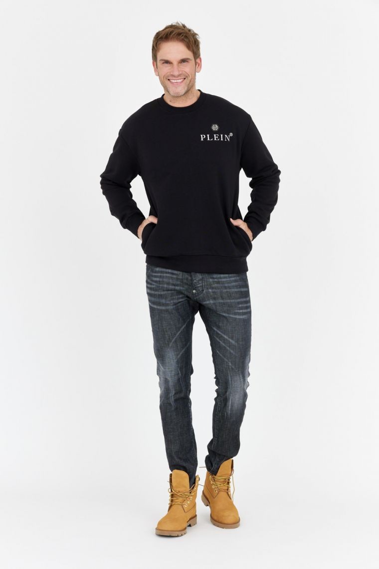 PHILIPP PLEIN Czarna bluza męska hexagon