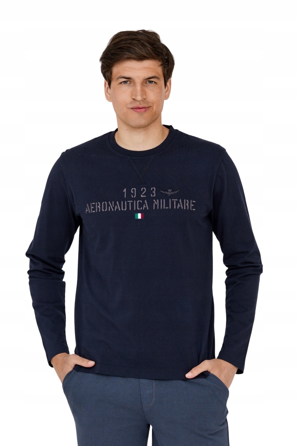 AERONAUTICA MILITARE Men's navy blue longsleeve