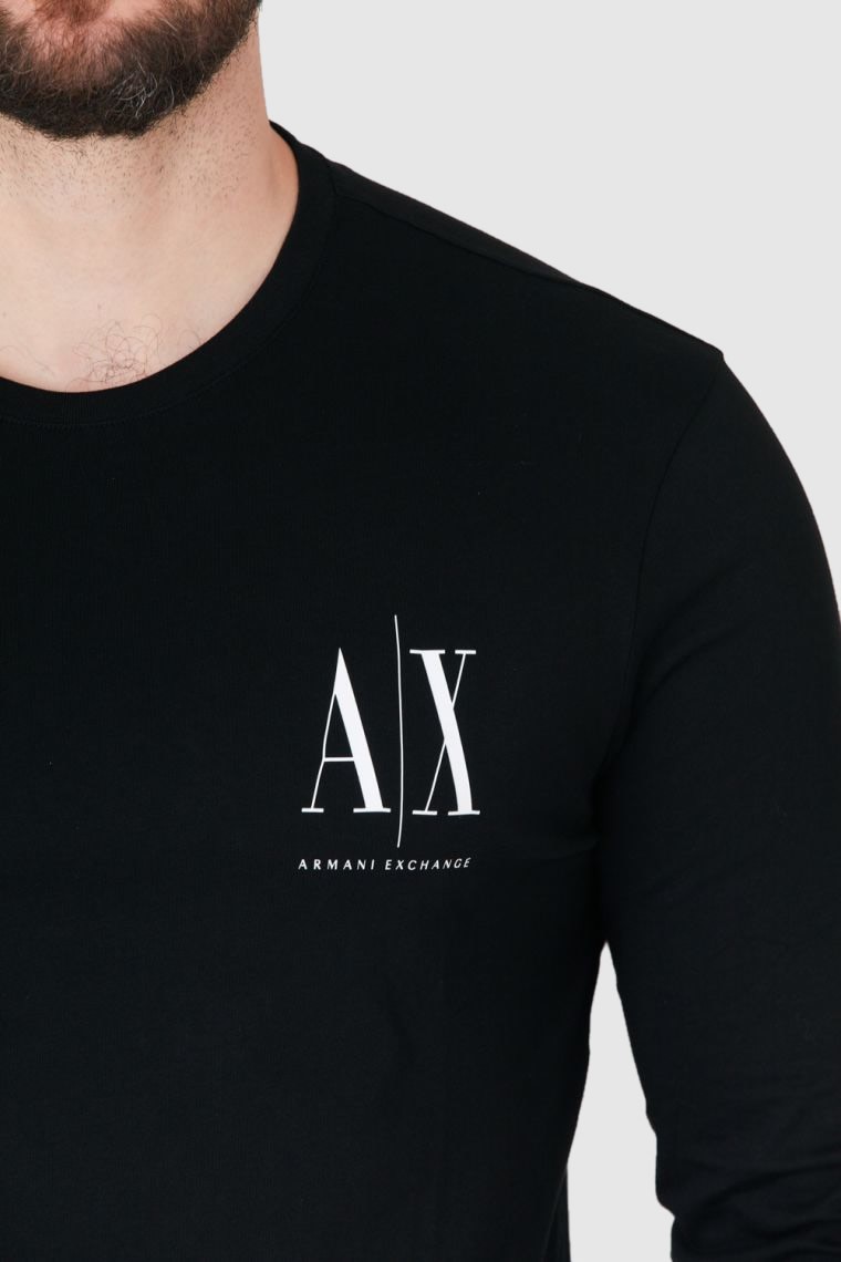 ARMANI EXCHANGE Black men's longsleeve with small logo
