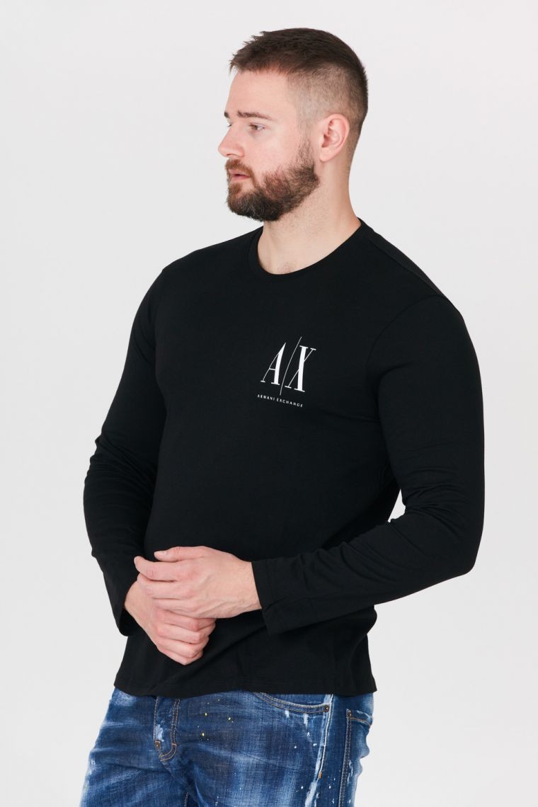 ARMANI EXCHANGE Black men's longsleeve with small logo