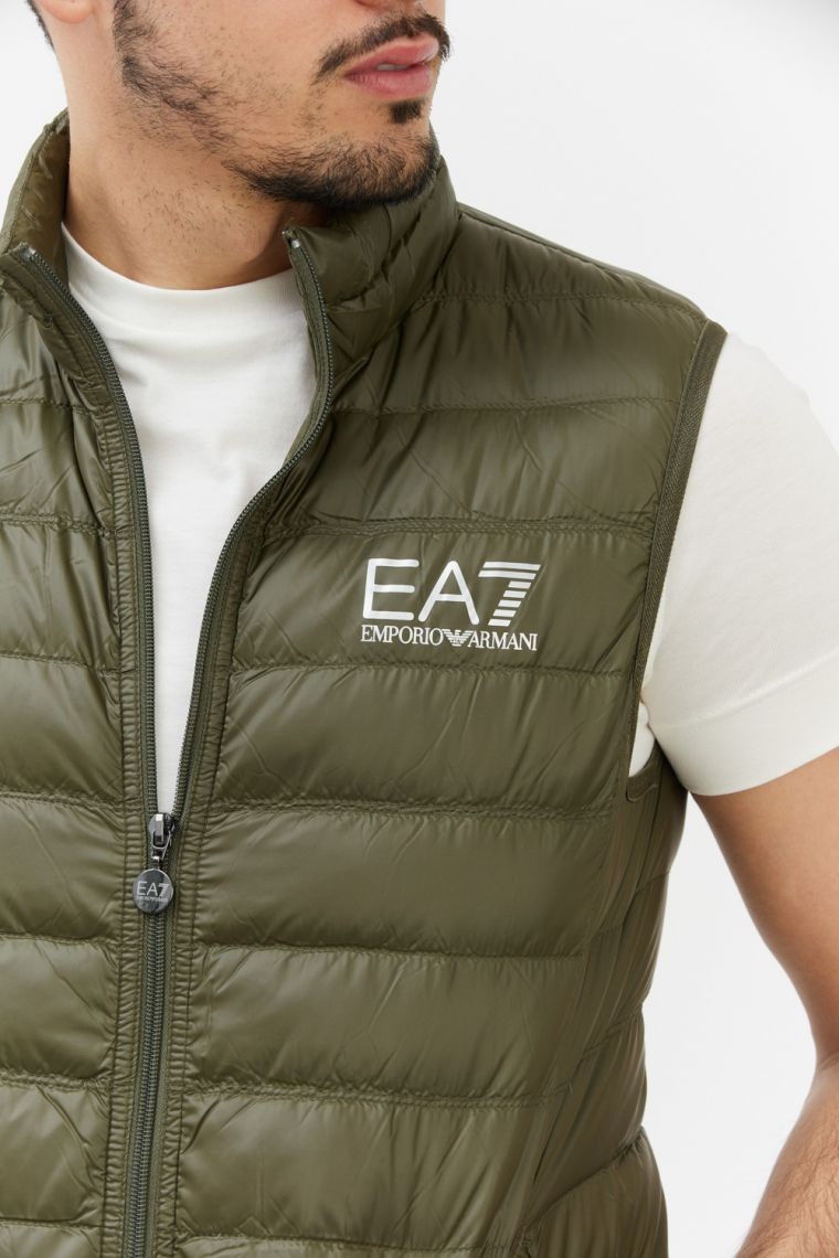 EA7 Зелена чоловіча безрукавка зі сріблястим логотипом