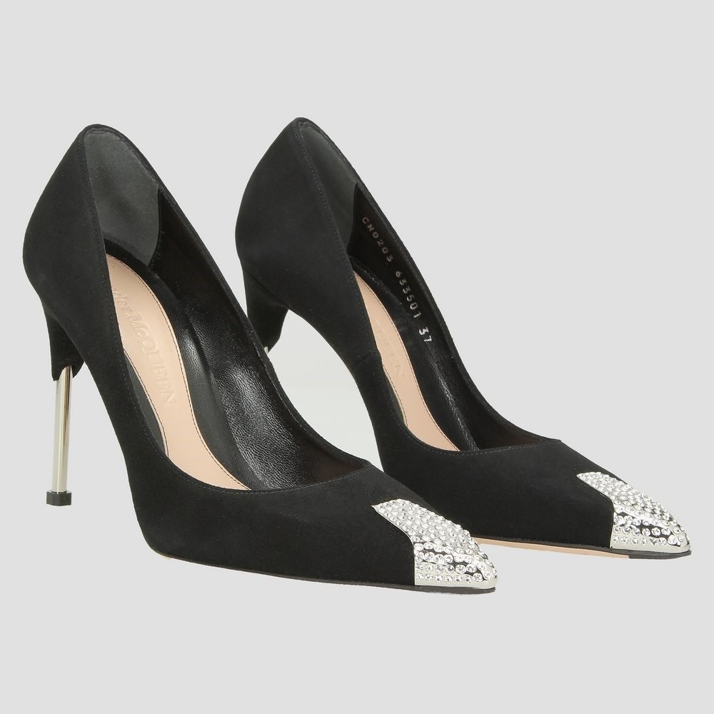 ALEXANDER MCQUEEN Szpilki czarne zamszowe