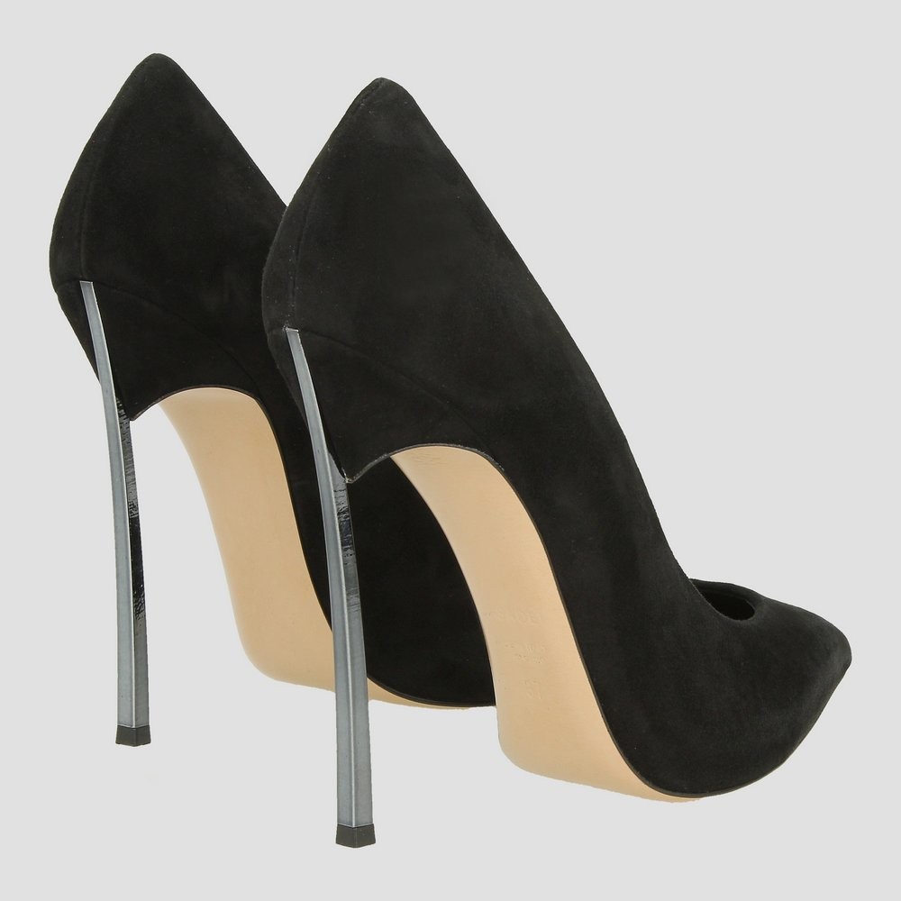 CASADEI Szpilki pump blade czarne zamszowe