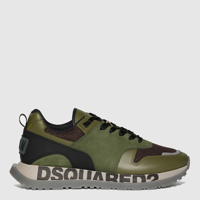 DSQUARED2 Zielone sneakersy z logo na podeszwie
