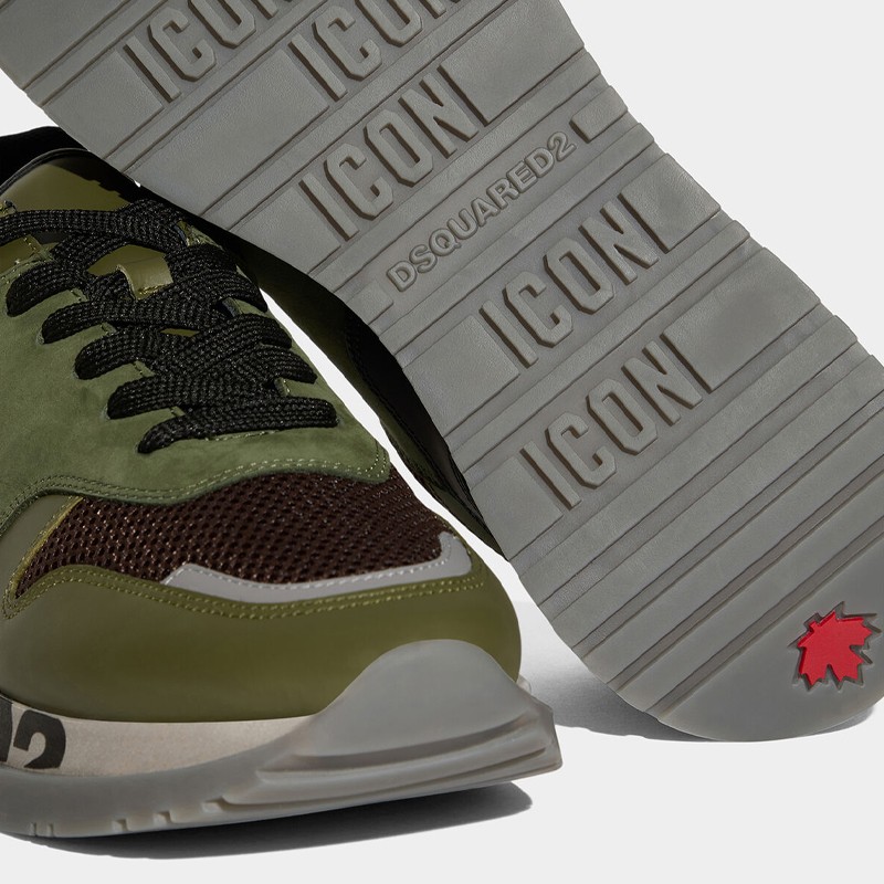 DSQUARED2 Zielone sneakersy z logo na podeszwie