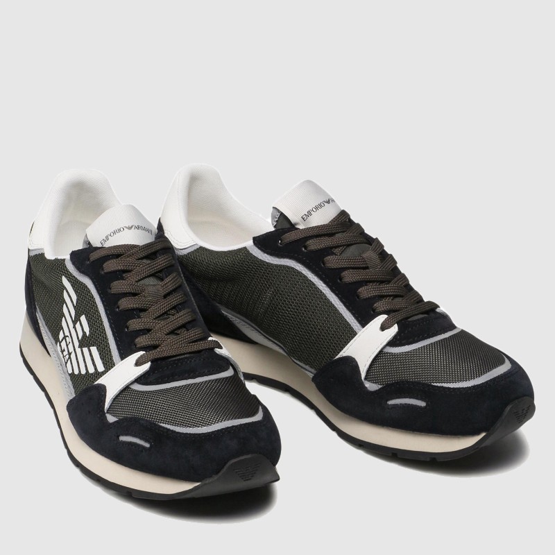 EMPORIO ARMANI Zielone sneakersy męskie z białym logo