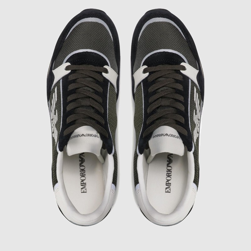 EMPORIO ARMANI Zielone sneakersy męskie z białym logo