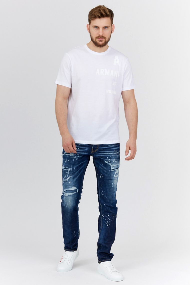 ARMANI EXCHANGE Biały t-shirt męski z białym logo