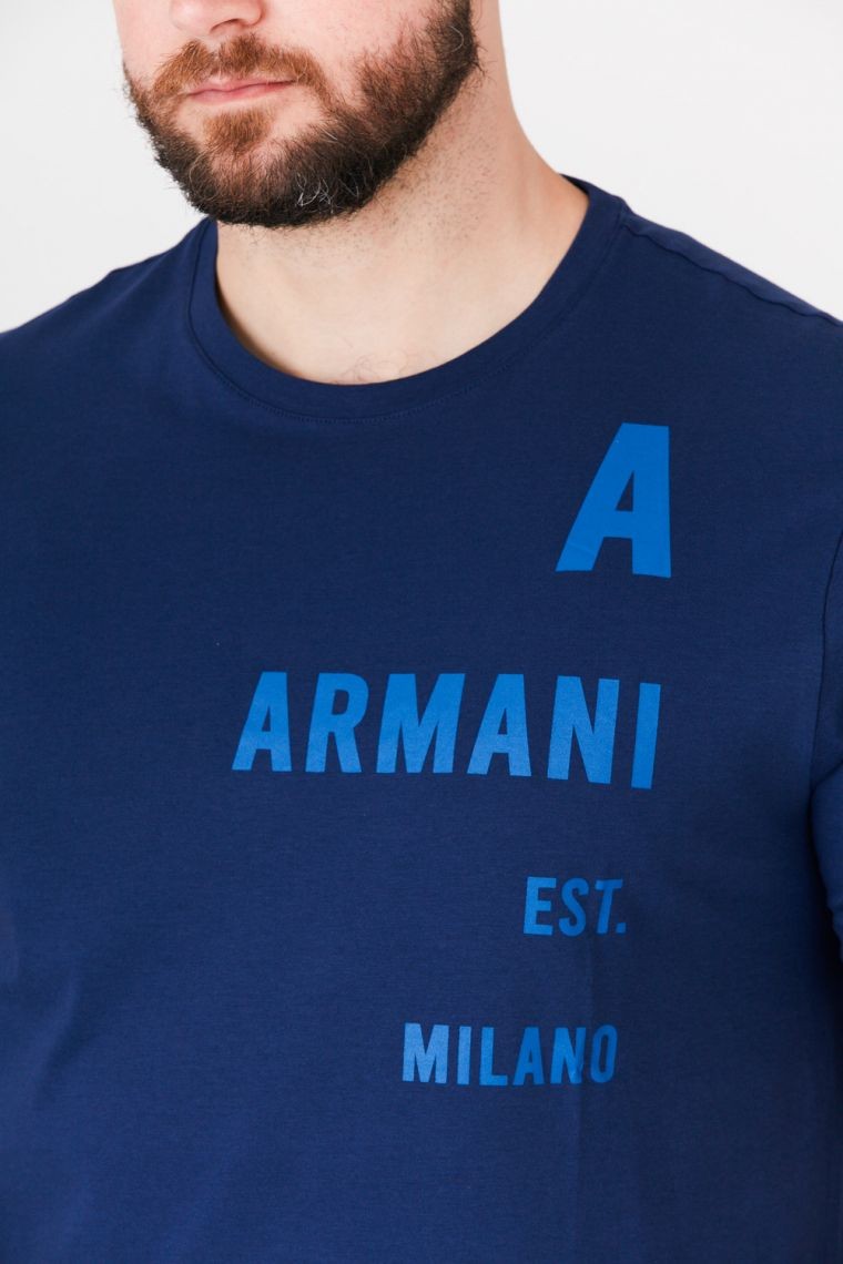 ARMANI EXCHANGE Men's navy blue logo t-shirt