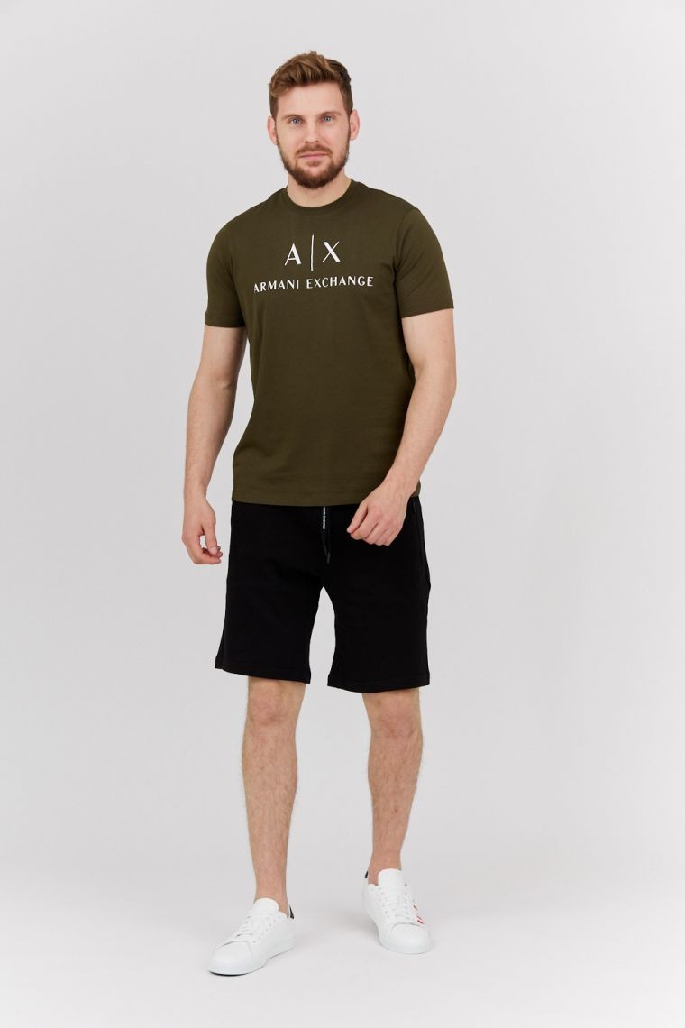 ARMANI EXCHANGE Men's olive t-shirt with white logo