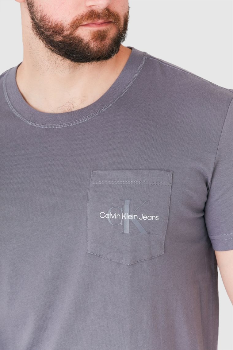 CALVIN KLEIN JEANS Szary t-shirt męski z logo