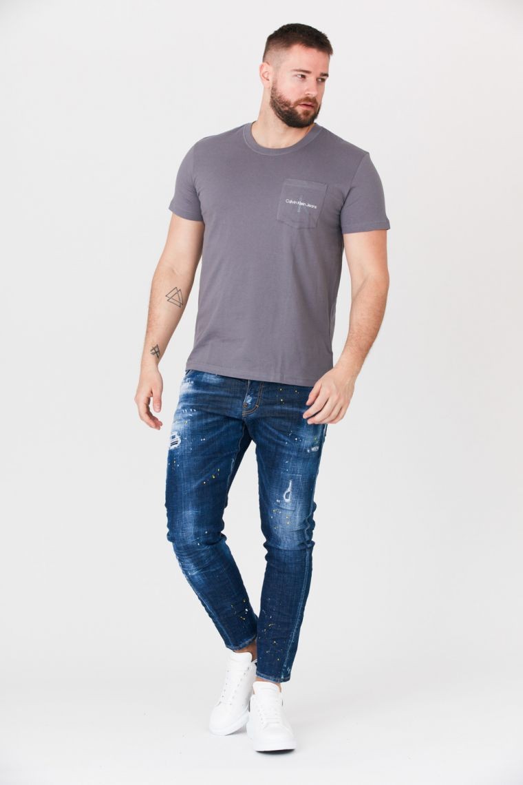 CALVIN KLEIN JEANS Szary t-shirt męski z logo