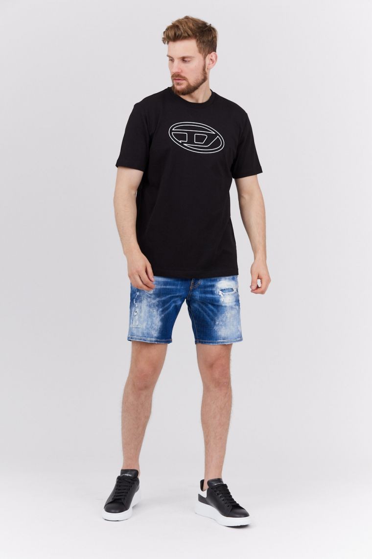 DIESEL Black men's t-shirt with embossed logo