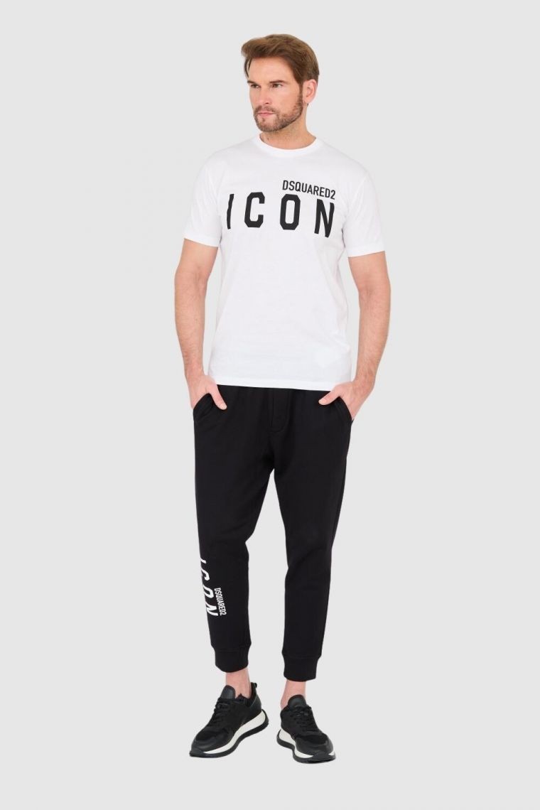 DSQUARED2 Biały t-shirt męski z dużym logo icon