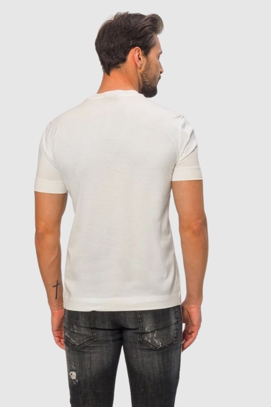 EMPORIO ARMANI White men's t-shirt with silver logo