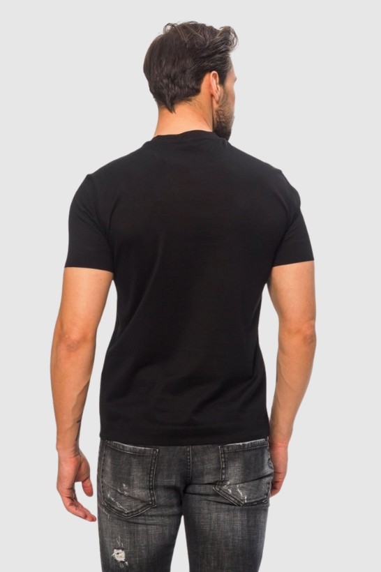 EMPORIO ARMANI Black men's t-shirt with interchangeable applique