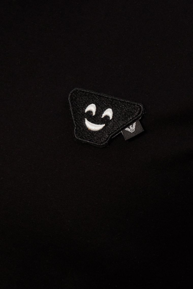 EMPORIO ARMANI Black men's t-shirt with interchangeable applique