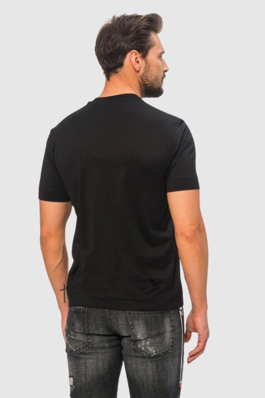 EMPORIO ARMANI Black men's t-shirt with silver logo