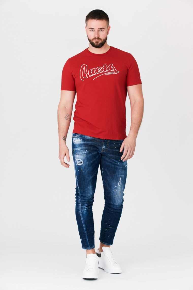 GUESS Red men's beachwear t-shirt