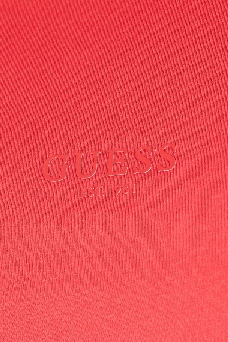 GUESS Czerwony t-shirt męski z aplikacją z logo