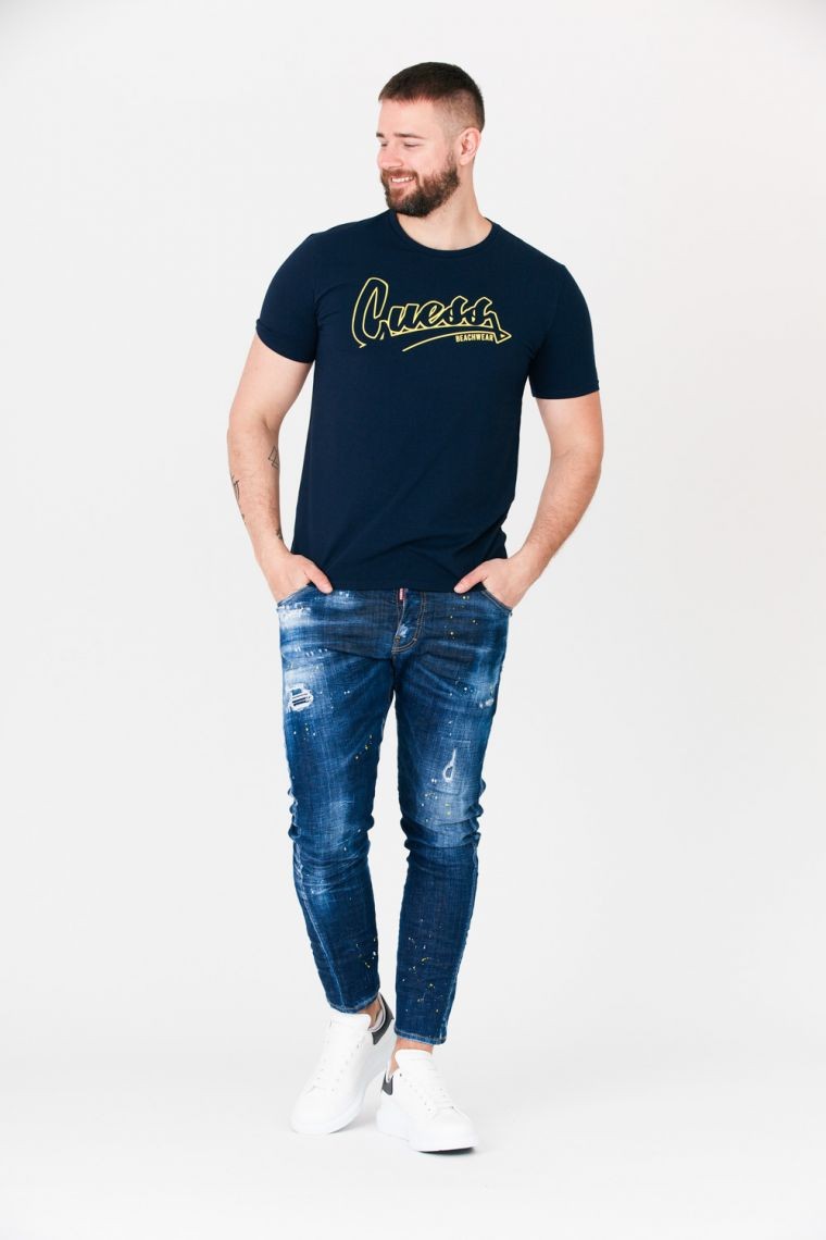 Чоловіча темно-синя пляжна футболка GUESS