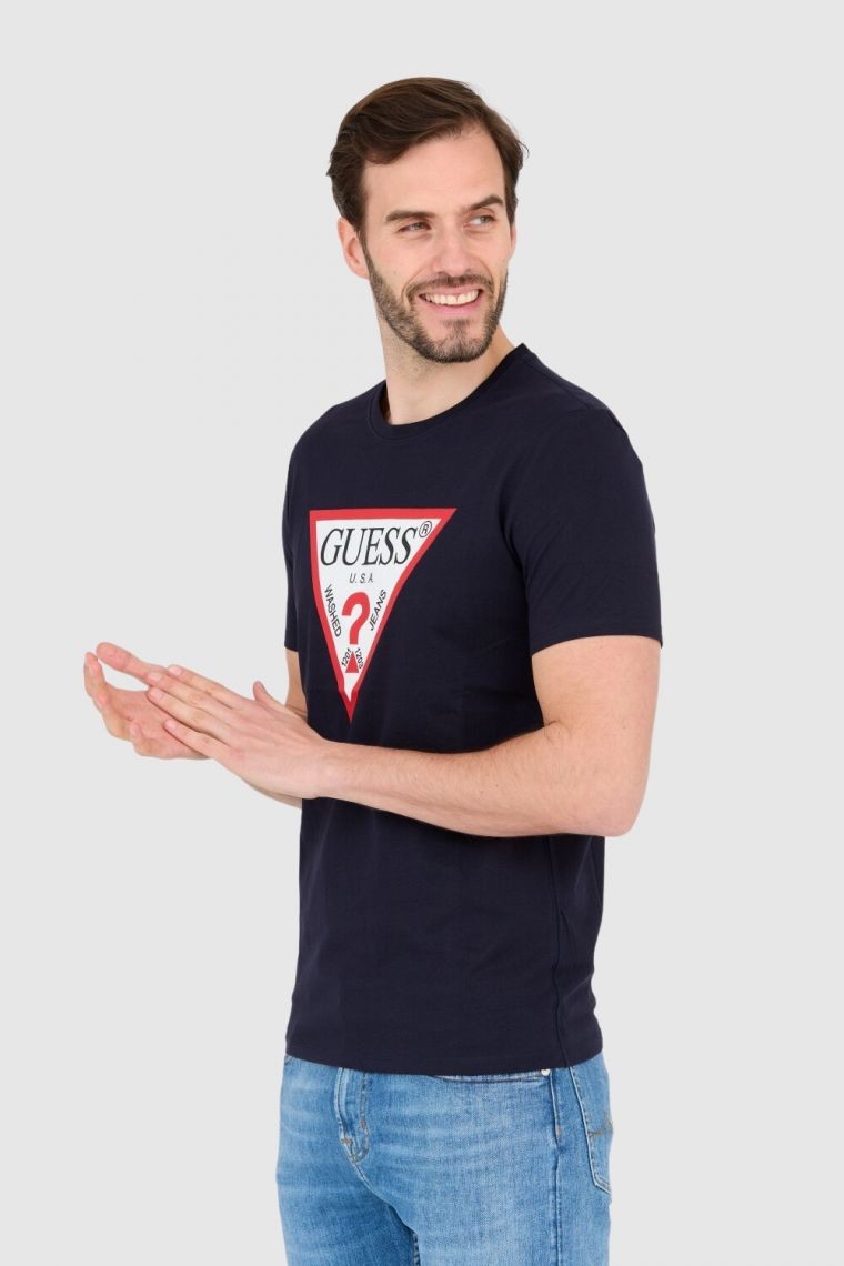 GUESS T-shirt navy blue slim fit