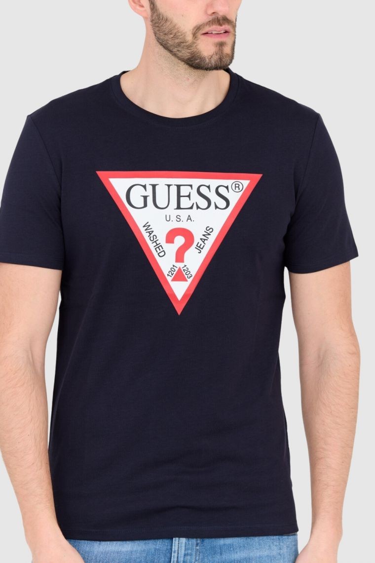 GUESS T-shirt navy blue slim fit
