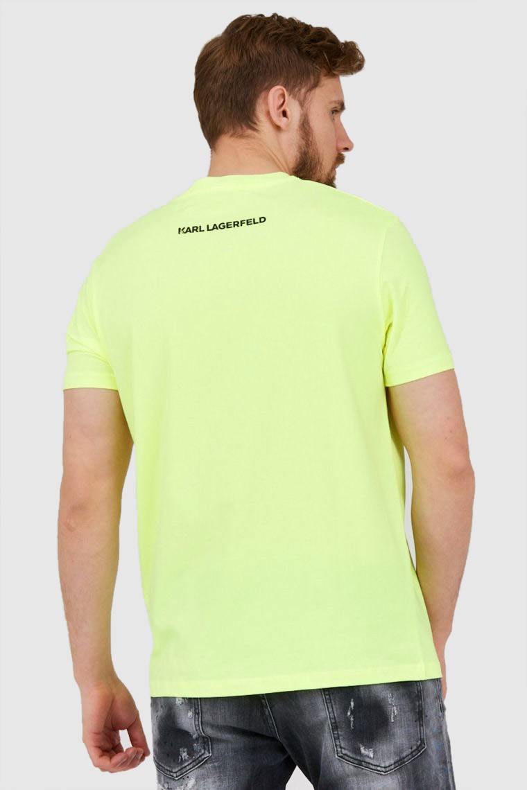 KARL LAGERFELD Neonowy t-shirt męski z wypukłym logo