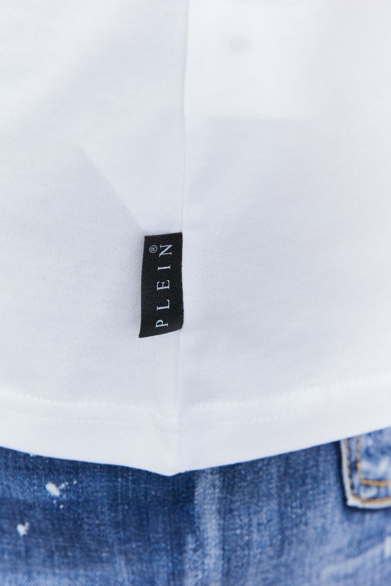 PHILIPP PLEIN Biały t-shirt męski Round neck ss iconic plein