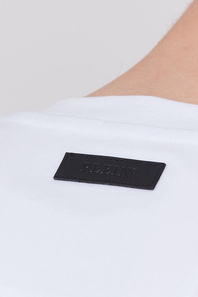 PHILIPP PLEIN Biały t-shirt męski Round neck ss iconic plein