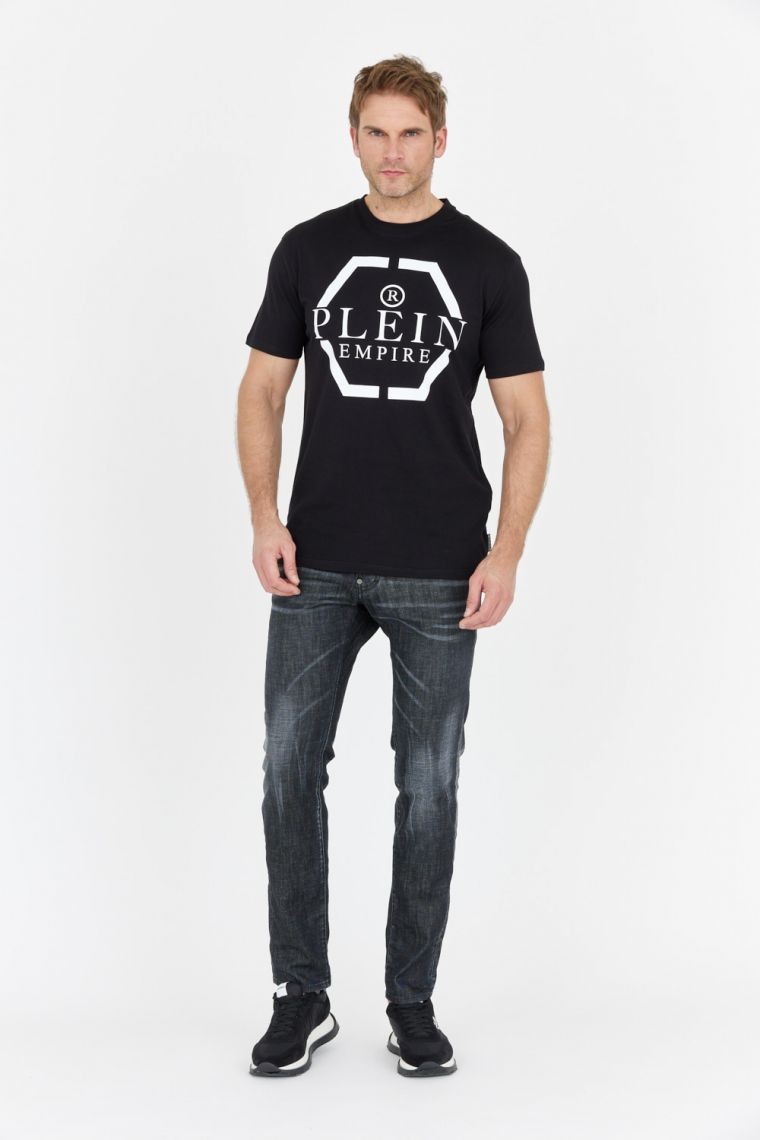 PHILIPP PLEIN Czarny t-shirt męski z logo