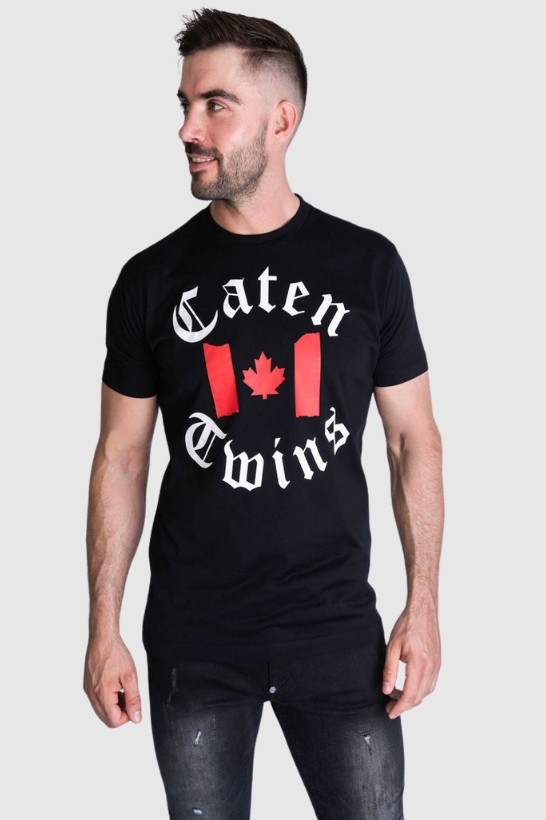 DSQUARED2 T-shirt męski, czarny z nadrukiem ,,caten twins