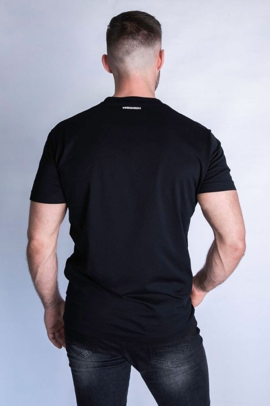 DSQUARED2 T-shirt męski, czarny z nadrukiem ,,caten twins