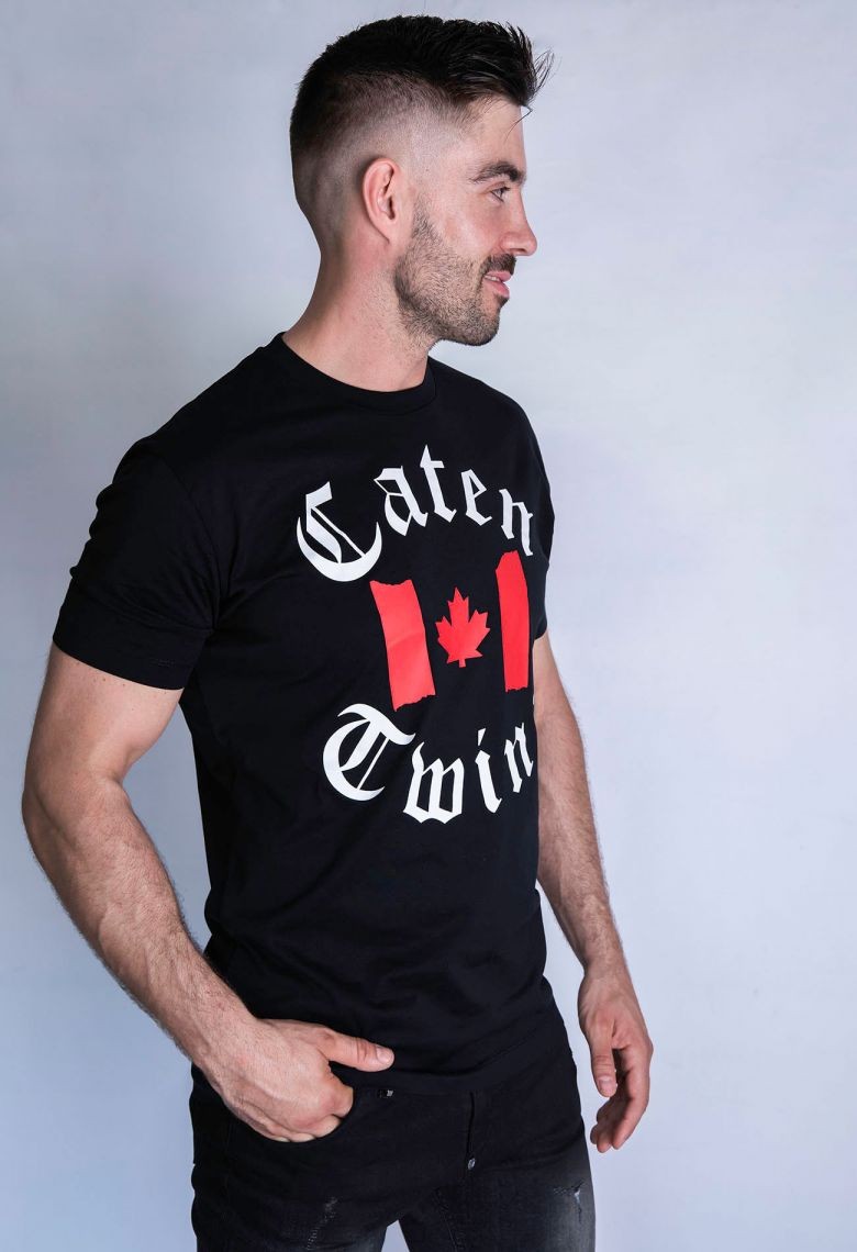 DSQUARED2 T-shirt męski, czarny z nadrukiem ,,caten twins