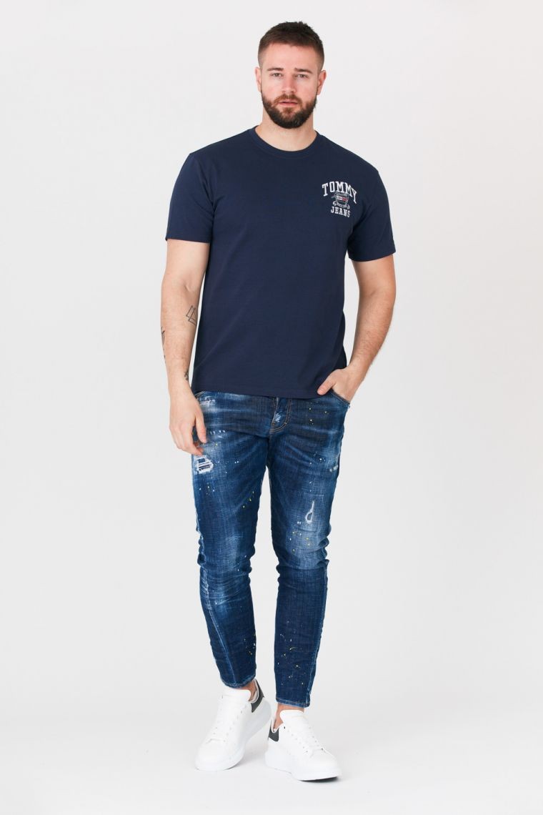 TOMMY JEANS Granatowy t-shirt męski z wyszywanym logo
