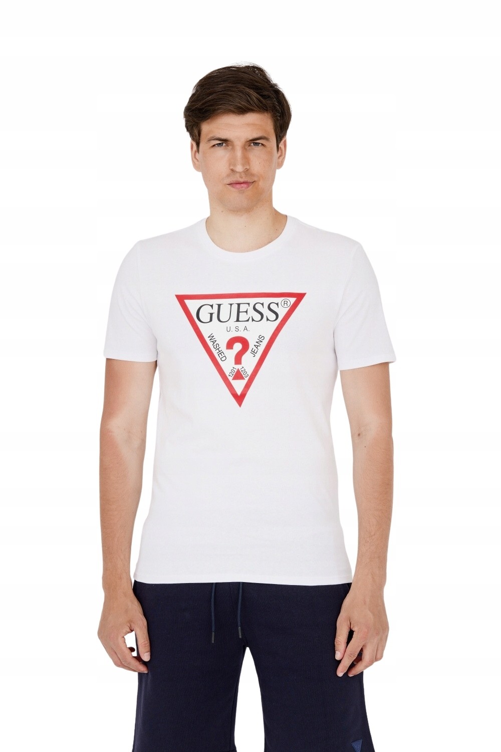 GUESS men's T-shirt white with large logo