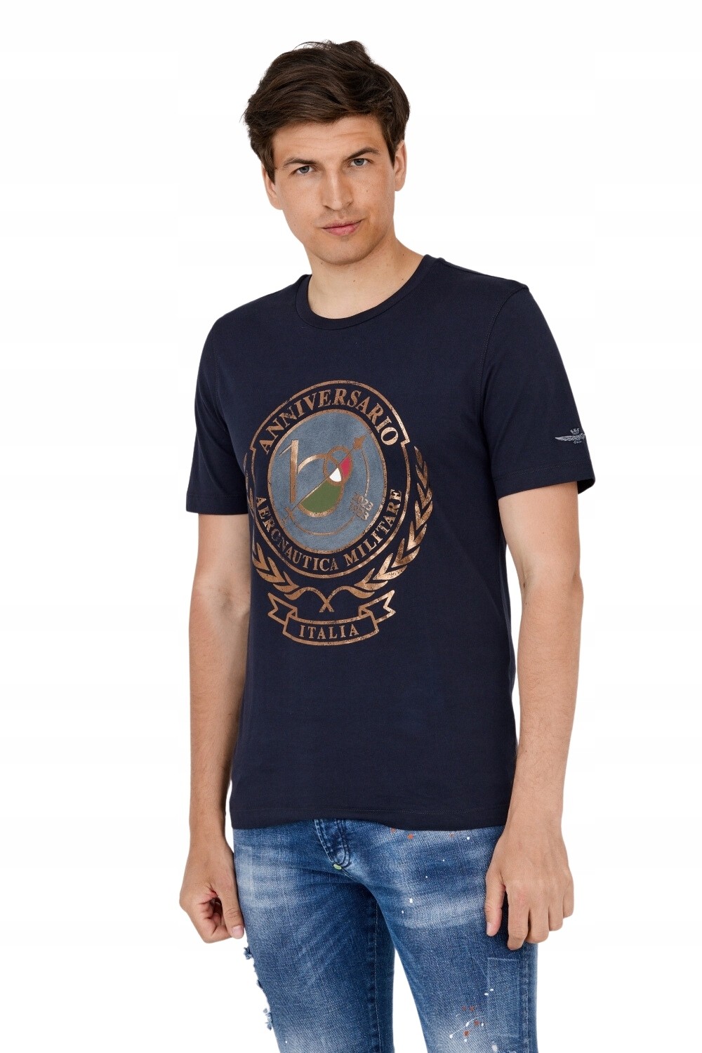 AERONAUTICA MILITARE Granatowy t-shirt męski