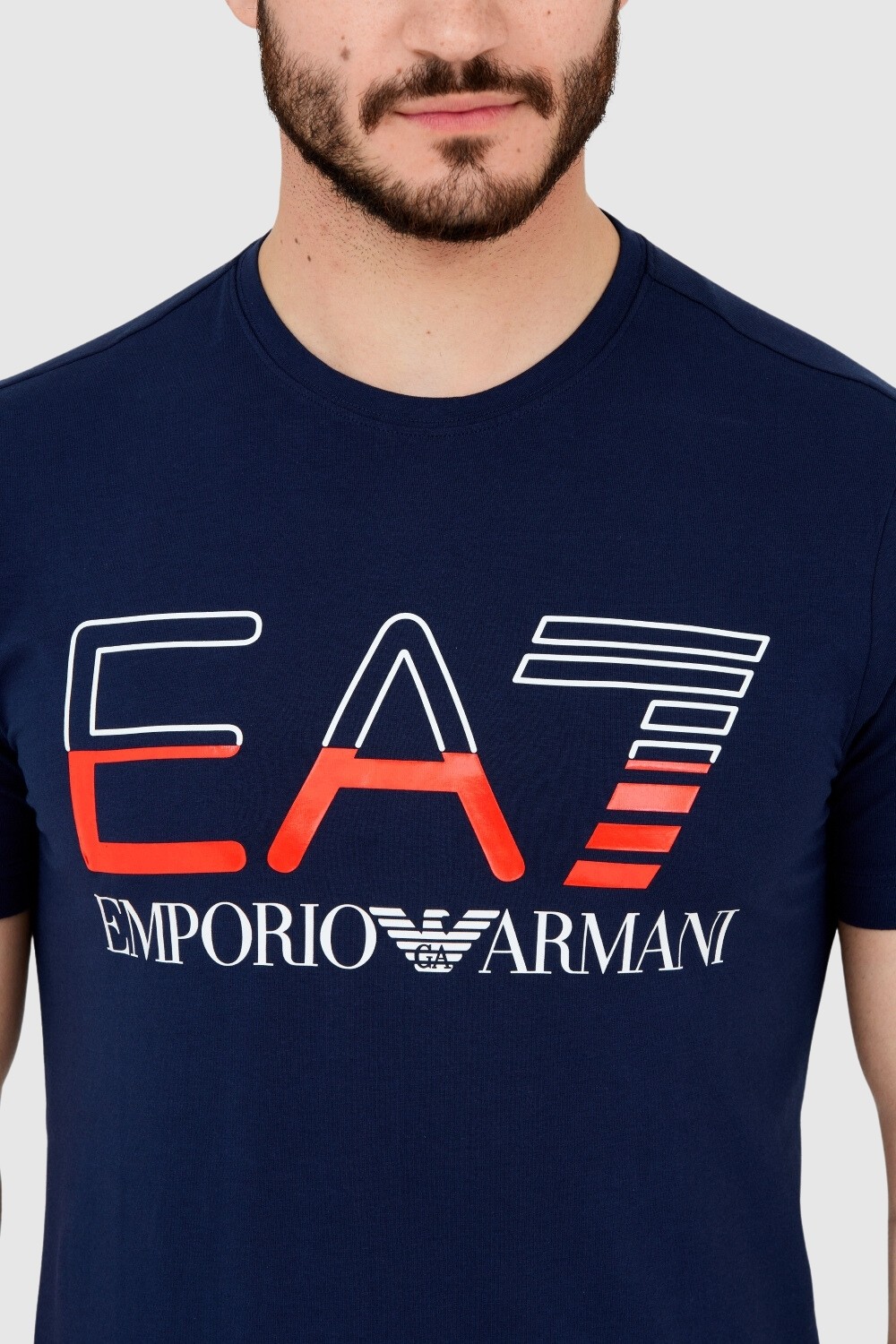 EA7 T-shirt męski granatowy z dużym logo