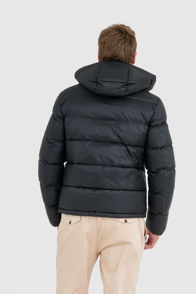 BLAUER Czarna puchowa kurtka męska Tracy z kapturem