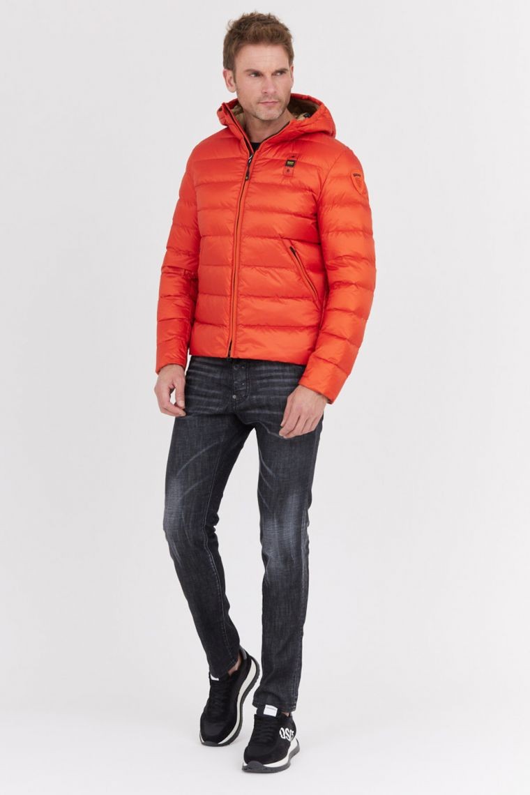 BLAUER Sergio orange down jacket with hood