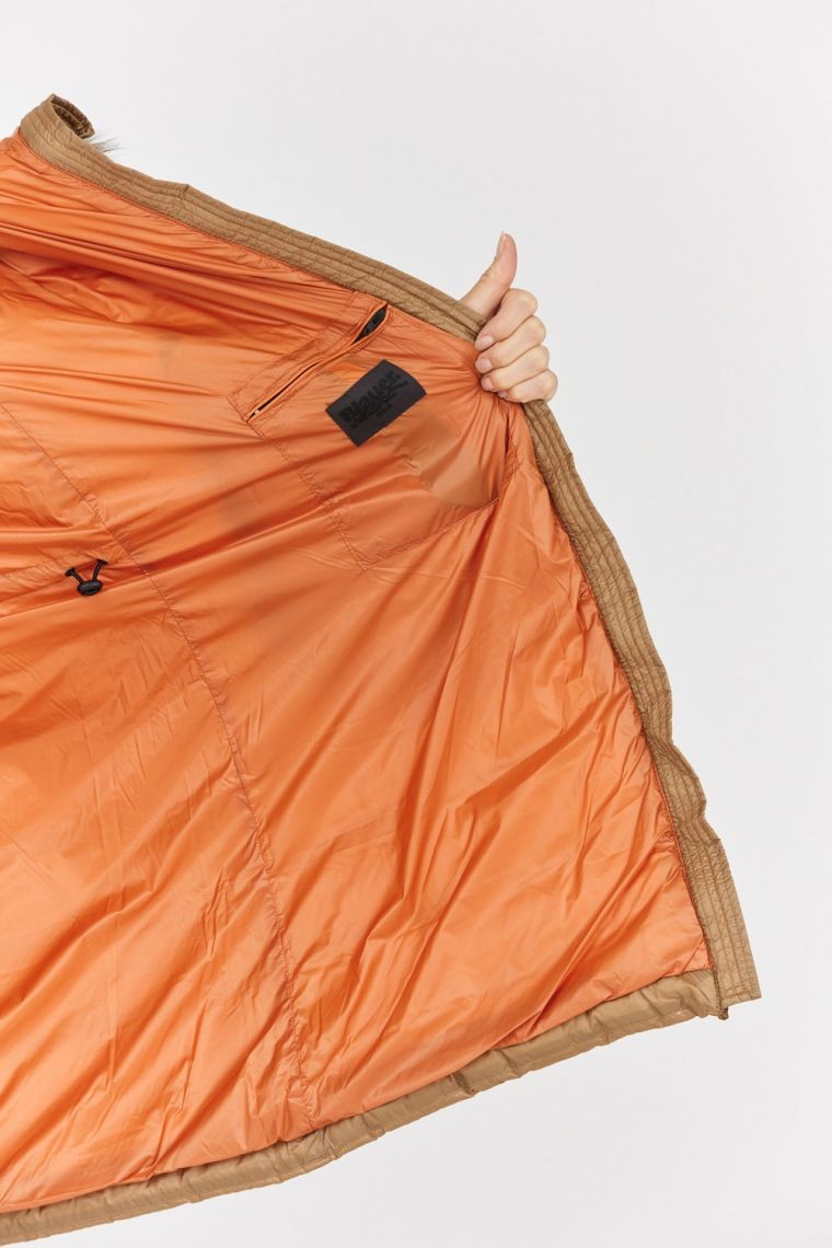 BLAUER Brown women's down jacket with detachable raccoon fur