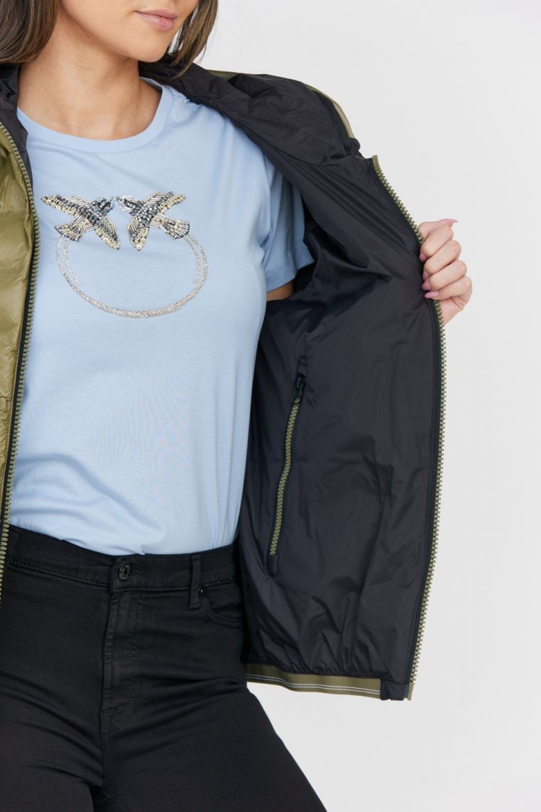 BLAUER Czarno-zielona dwustronna kurtka Stella reversible down jacket