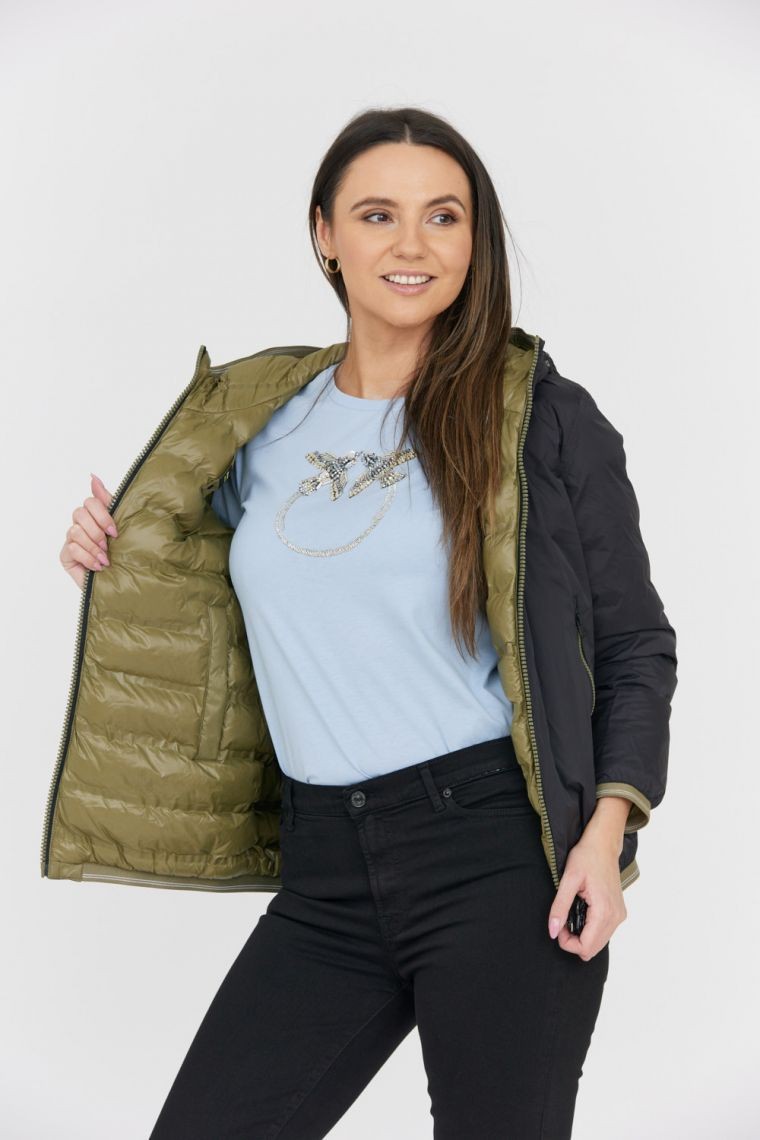 BLAUER Czarno-zielona dwustronna kurtka Stella reversible down jacket