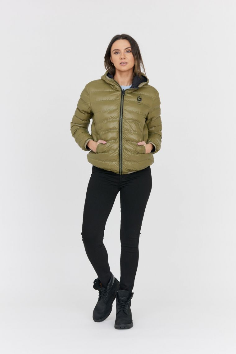 BLAUER Czarno-zielona dwustronna kurtka Stella reversible down jacket