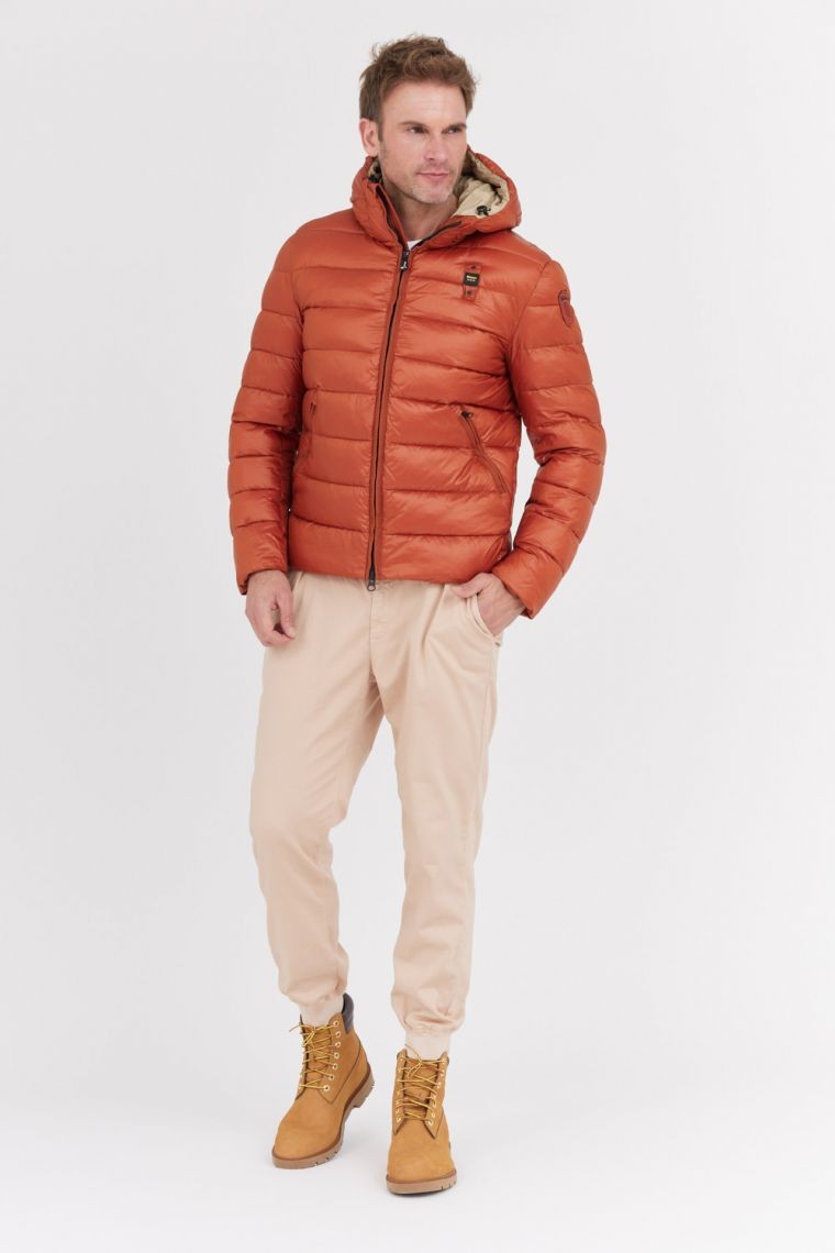 BLAUER Rdzawa puchowa kurtka męska Virgil z kapturem