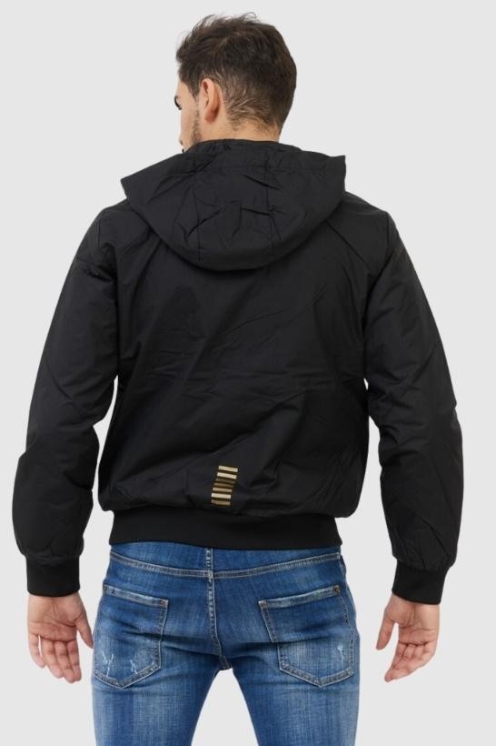 EA7 Black men's jacket with gold zippers