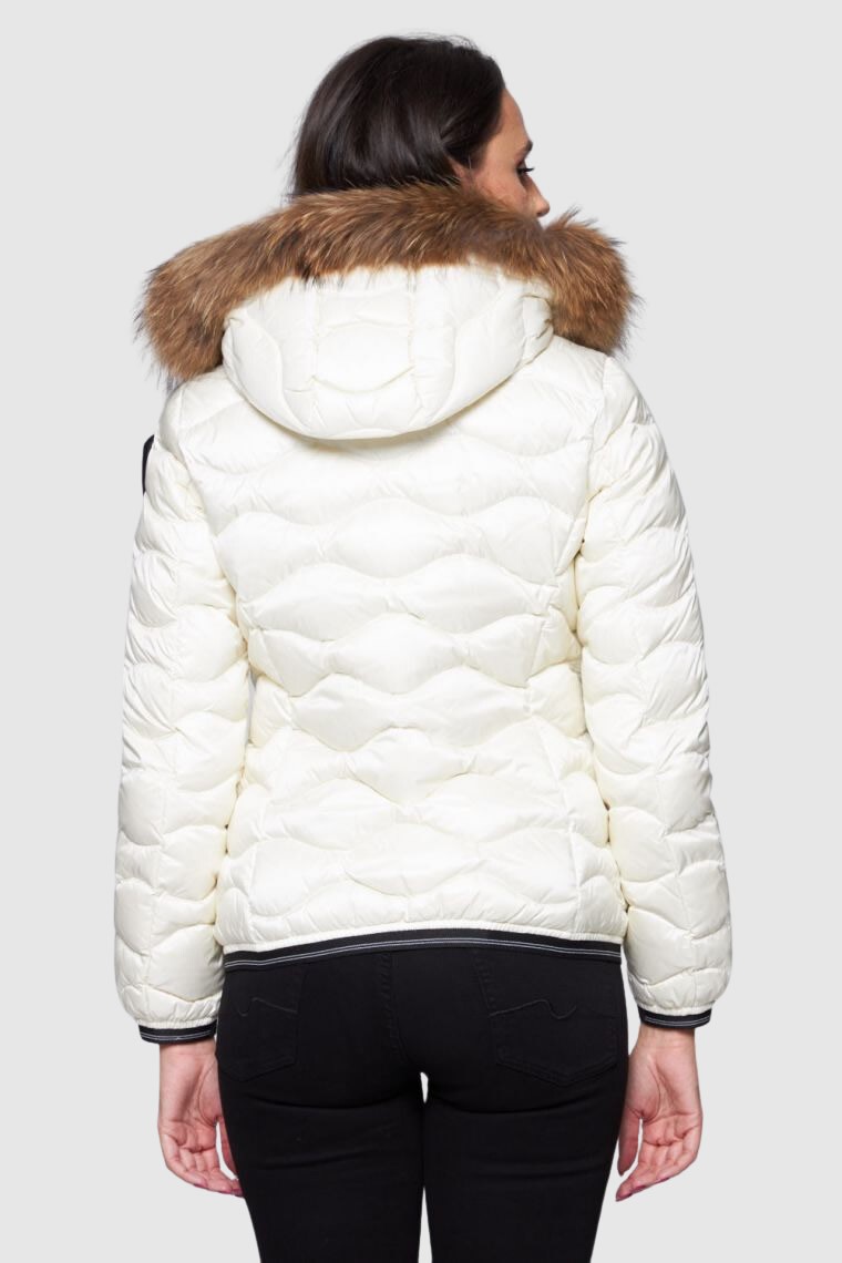 BLAUER Damska kurtka puchowa z kapturem w kolorze ecru