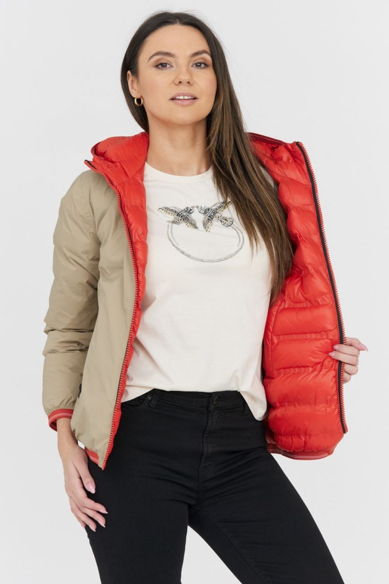 BLAUER Pomarańczowo-beżowa dwustronna kurtka Stella reversible down jacket