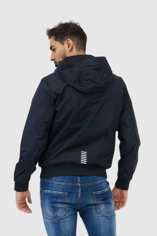 EA7 Men's navy blue jacket with silver zippers